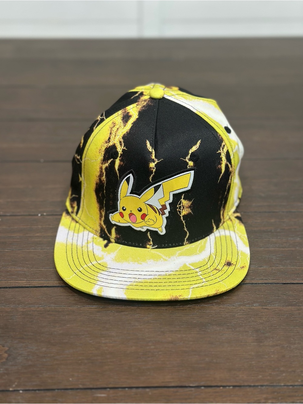 Pokemon Pikachu Electric Lightning Snapback Hat - Yellow & Black
